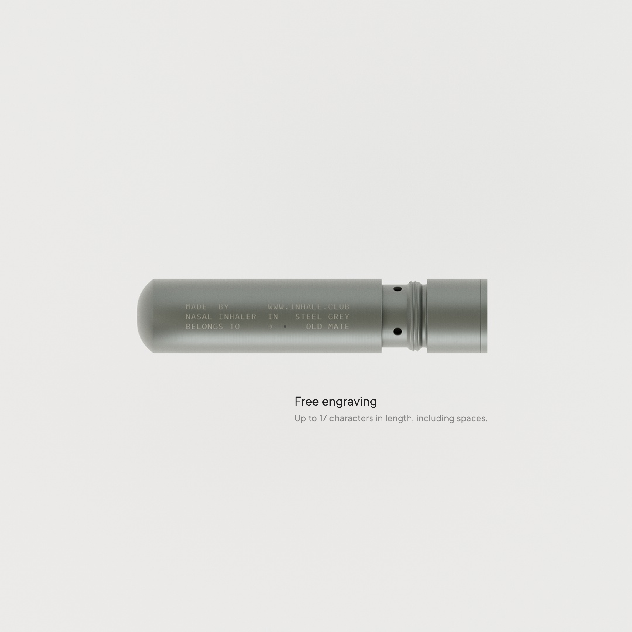 Steel Grey Refillable Aluminium Nasal Inhaler