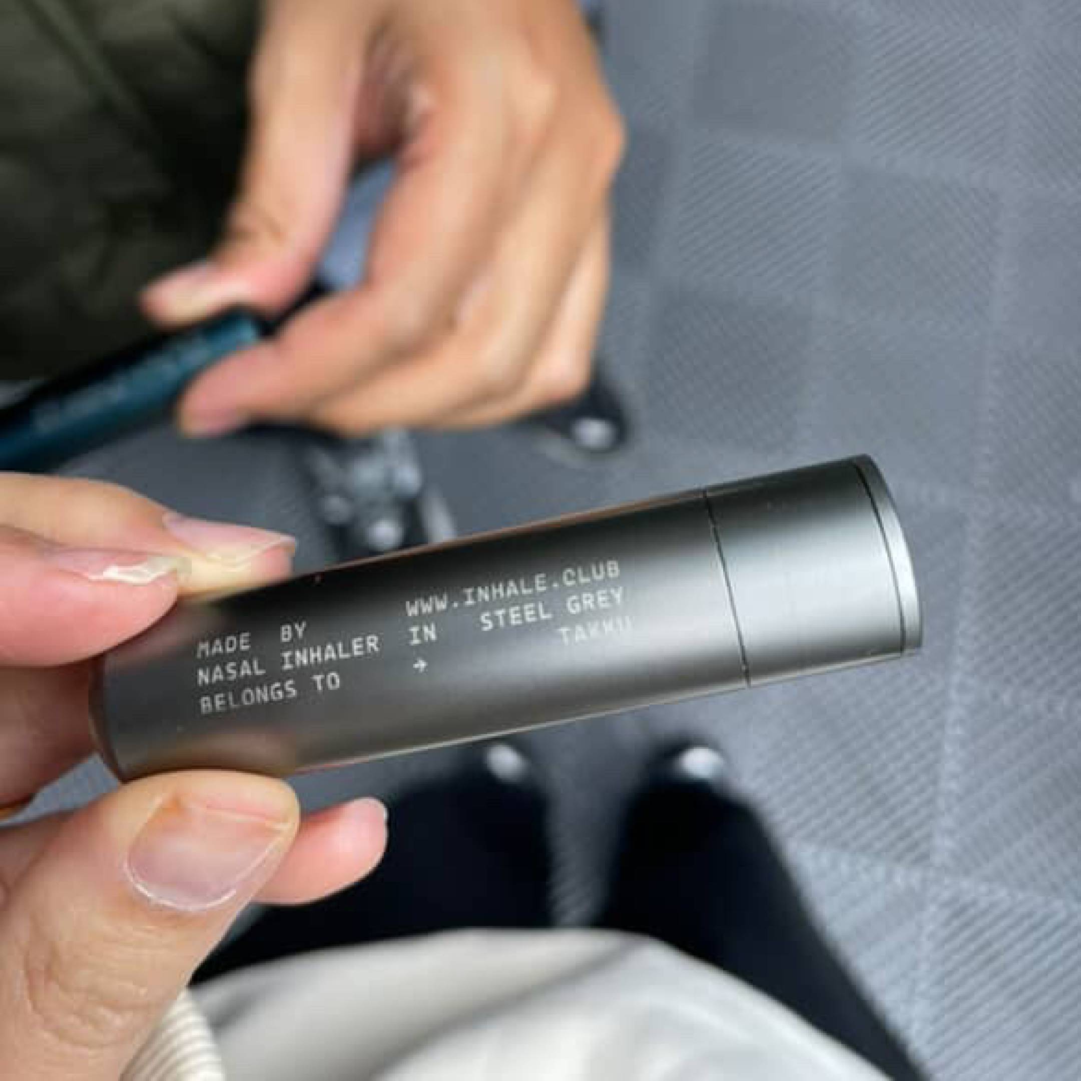 Steel Grey Refillable Aluminium Nasal Inhaler