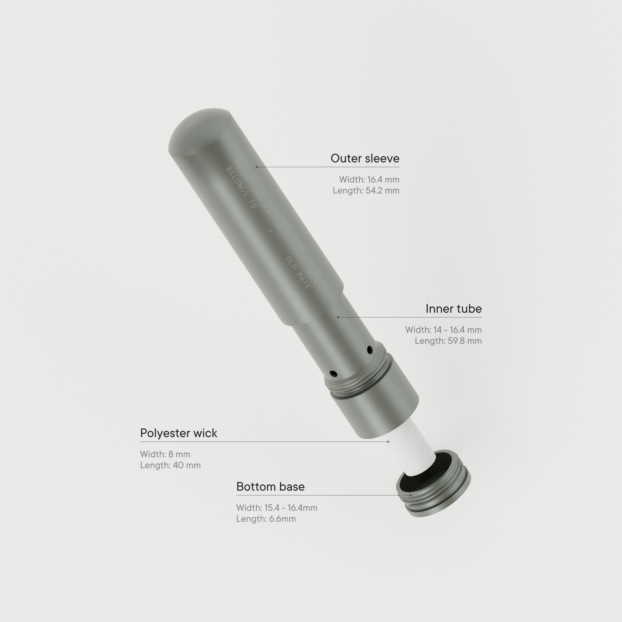 Steel Grey Refillable Aluminium Nasal Inhaler